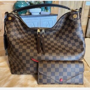 Authentic Louis Vuitton Duomo Damier Ebene with wallet and luggage tag